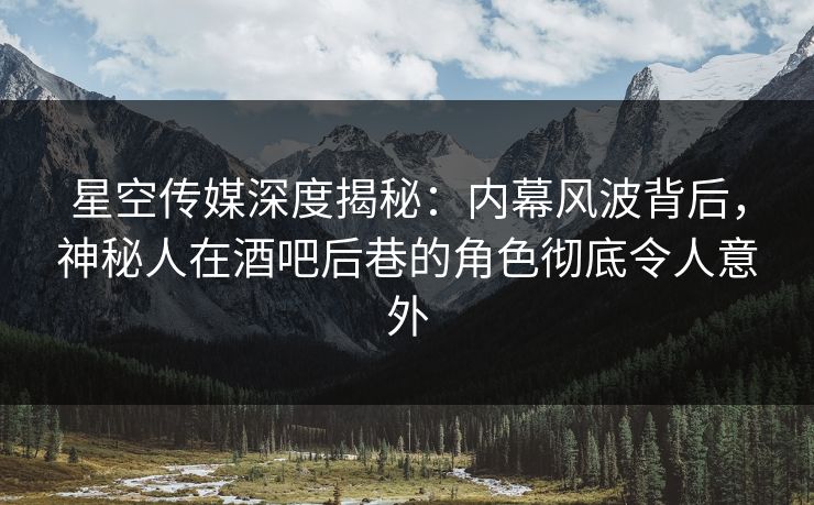 星空传媒深度揭秘：内幕风波背后，神秘人在酒吧后巷的角色彻底令人意外