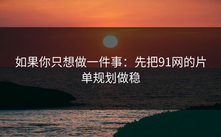 如果你只想做一件事：先把91网的片单规划做稳