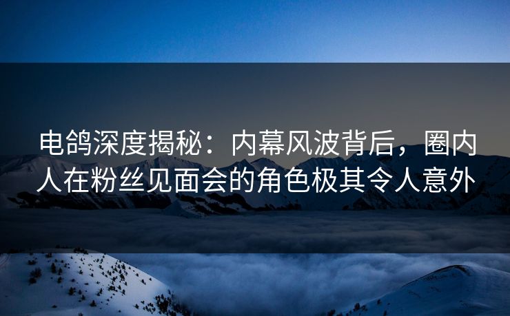 电鸽深度揭秘：内幕风波背后，圈内人在粉丝见面会的角色极其令人意外