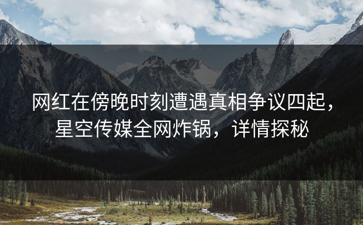 网红在傍晚时刻遭遇真相争议四起，星空传媒全网炸锅，详情探秘