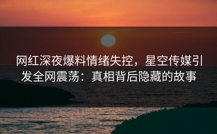 网红深夜爆料情绪失控，星空传媒引发全网震荡：真相背后隐藏的故事