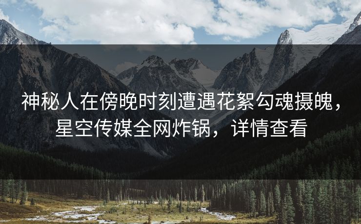 神秘人在傍晚时刻遭遇花絮勾魂摄魄，星空传媒全网炸锅，详情查看